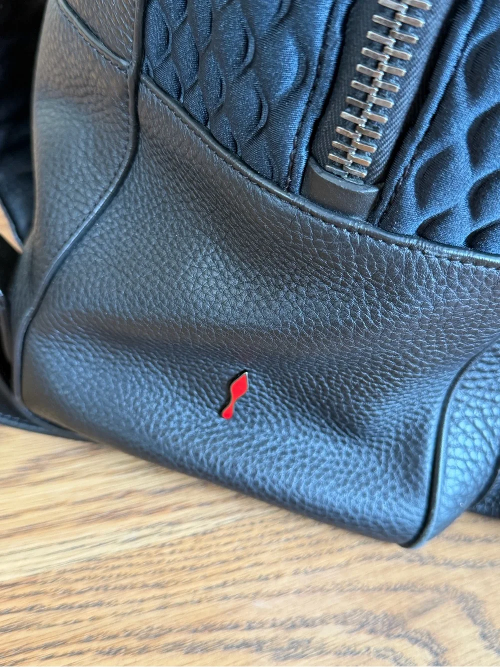 Christian Louboutin Aliosha Black Quilted Backpack with Leather Trim